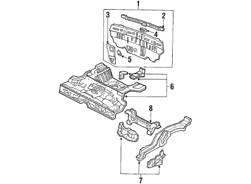 1988 Honda CRX Rear Body Panel Set, RR. Floor Diagram for 04655-SH2-A00ZZ