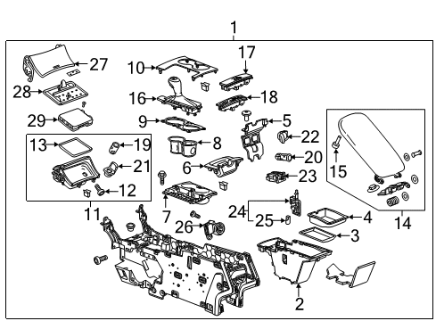 2016 Chevrolet Impala Center Console Compartment Diagram for 23133389