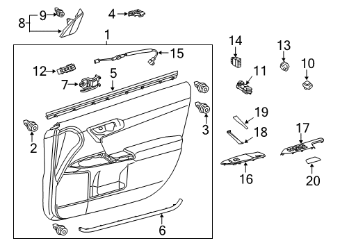 2011 Lexus CT200h Interior Trim - Front Door GARNISH, Front Door Lower Diagram for 67491-76010