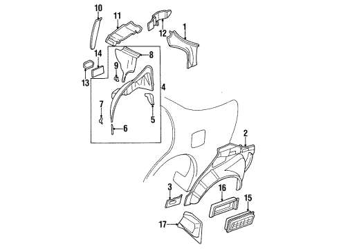 1999 Nissan Maxima Inner Structure - Quarter Panel Wheel House-Rear, Inner LH Diagram for 76751-40U30