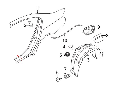 2016 BMW 640i Gran Coupe Quarter Panel & Components Fill-In Flap, Primed Diagram for 41007284831