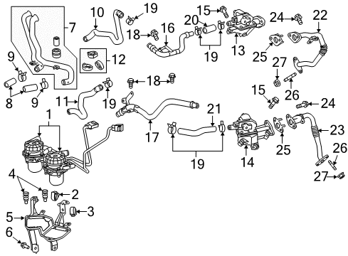 2013 Toyota Tundra Emission Components Valve Assy, Vacuum Switching Diagram for 25860-0S010