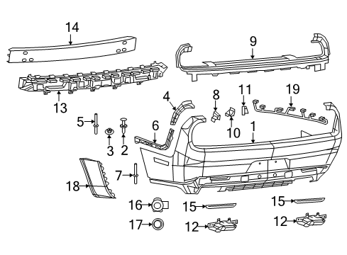 2019 Dodge Challenger Rear Bumper Rear Bumper Cover Diagram for 68371809AA