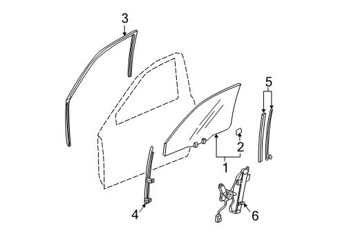 2002 Acura TL Front Door - Glass & Hardware Sash, Right Front Door (Lower) (Front ) Diagram for 72230-S0K-A01