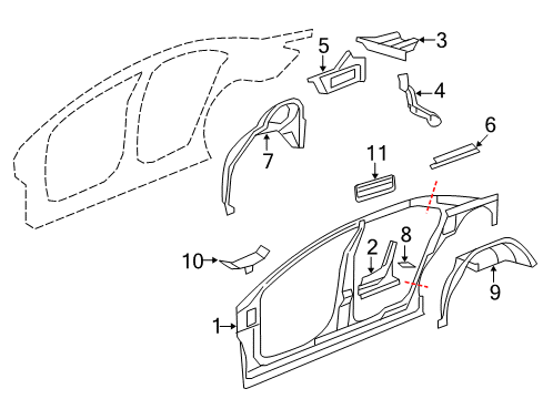 2009 Saturn Aura Inner Structure - Quarter Panel Gutter Asm-Rear Compartment Lid Opening Drain Diagram for 15837934