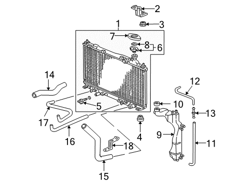 2004 Honda Civic Radiator & Components Hose, Reserve Tank Diagram for 19104-PLC-000