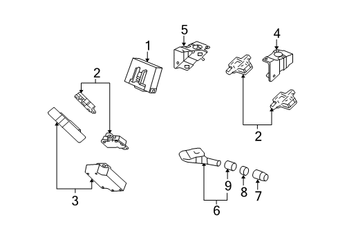 2008 Acura RDX Tire Pressure Monitoring TPMS Sensor Assembly (With Loc.) Diagram for 42753-STK-A01