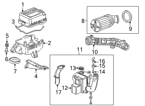 2000 Acura Integra Filters Tube, Air Flow Diagram for 17228-P73-000