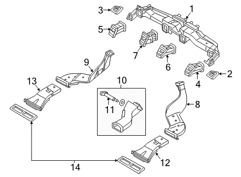 2015 Kia K900 Ducts Duct Assembly-Center Air Ventilator Diagram for 974103T000KCA