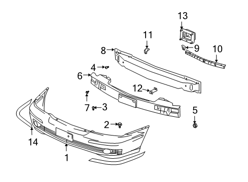 2004 Hyundai XG350 Front Bumper Bracket Assembly-Front Rail Center Mounting Diagram for 86537-39500