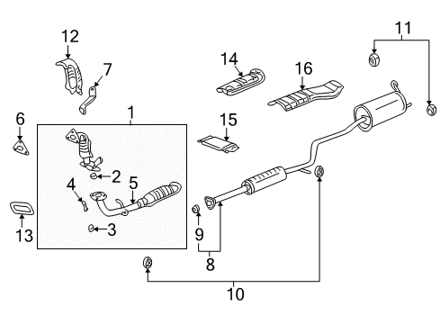 2006 Honda Insight Exhaust Manifold Cover (Upper) Diagram for 18182-PHM-G00