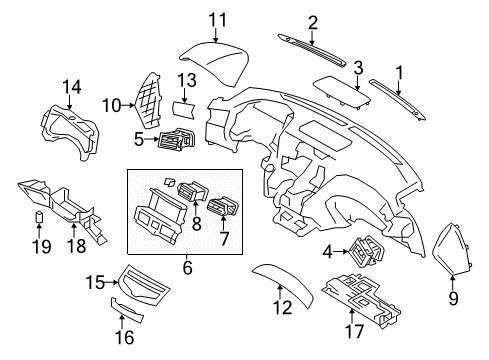 2015 Infiniti Q70 Cluster & Switches, Instrument Panel Lid Cluster Diagram for 68260-1MA0B