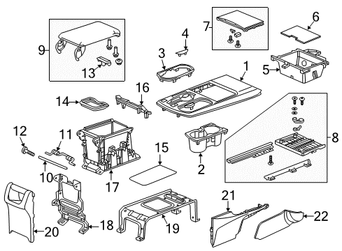 2013 Acura RDX Center Console Spring, Armrest Diagram for 83411-TX4-A01