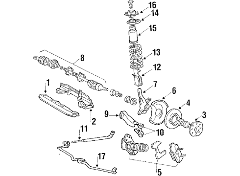 1988 Mitsubishi Precis Front Suspension Components, Lower Control Arm, Stabilizer Bar Cover-Front Brake Disc Dust RH Diagram for 51756-21350