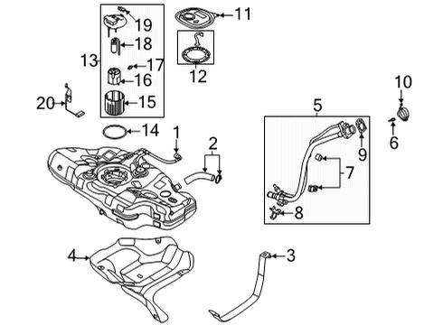 2021 Hyundai Elantra Fuel Supply Filler Neck & Hose Assembly Diagram for 31030-BY500