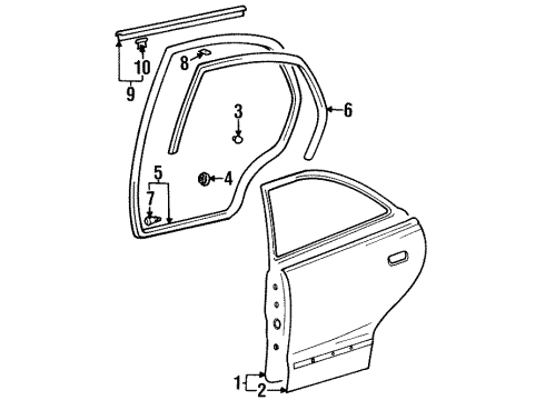 1997 Hyundai Accent Rear Door Panel Assembly-Rear Door, LH Diagram for 77003-22033