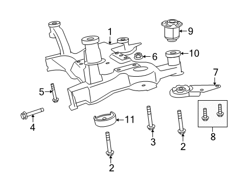 2010 Dodge Journey Engine Crossmember Screw-HEXAGON Head Diagram for 6508758AA