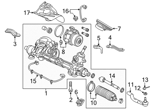 2020 Honda Civic Steering Gear & Linkage Rack Assembly, Power Steering (Eps) (Service) Diagram for 53620-TEG-A70