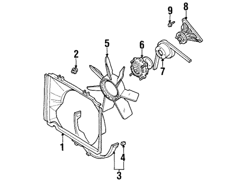 1997 Acura SLX Cooling System, Radiator, Water Pump, Cooling Fan Bracket Fan Diagram for 8-97108-785-1