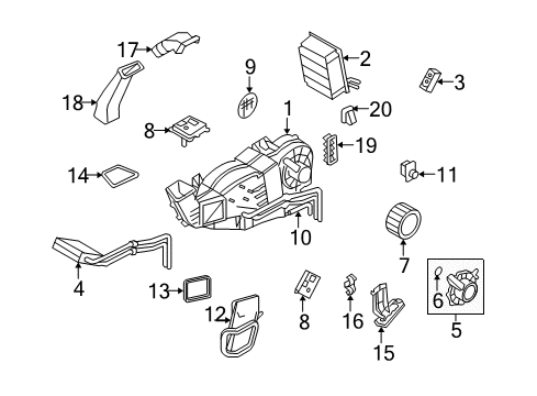 2007 Ford Expedition Auxiliary Heater & A/C Retainer Diagram for 7L1Z-18N332-A