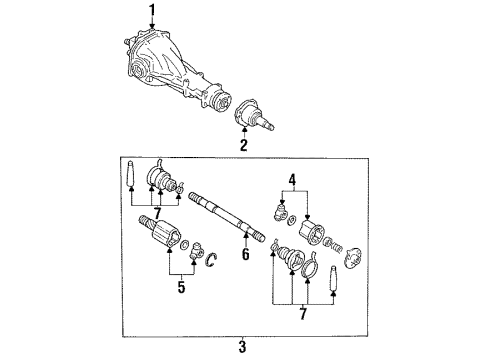 1992 Nissan 240SX Rear Axle & Differential, Axle Shaft Final Drive Assembly Diagram for 38300-43M02