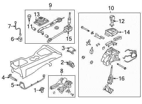 2015 Hyundai Genesis Coupe Gear Shift Control - AT Wiring Assembly-Console Extension Diagram for 91870-2M060