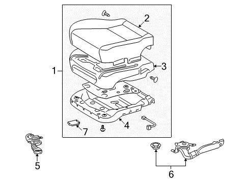 2008 Lexus LS600h Front Seat Components Front Seat Set Diagram for 71001-50U50-A1