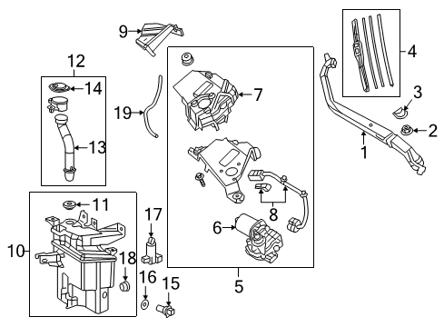 2020 Lexus LC500 Wipers Wire, Wiper Motor Diagram for 82375-11020