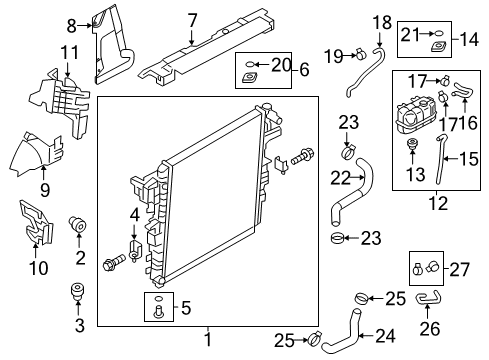 2018 Nissan Armada Radiator & Components Seal-Radiator, LH Diagram for 21499-5ZW0A