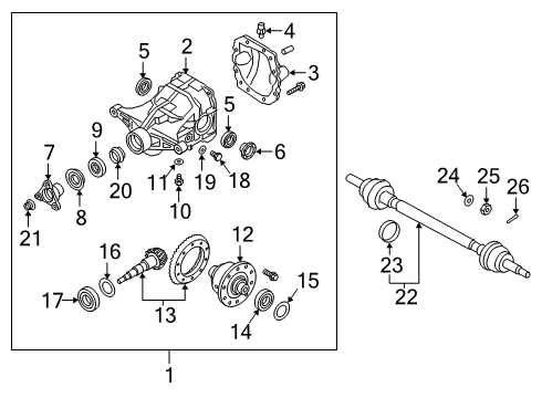 2019 Kia K900 Axle & Differential - Rear Carrier Assembly Diagram for 530104J025