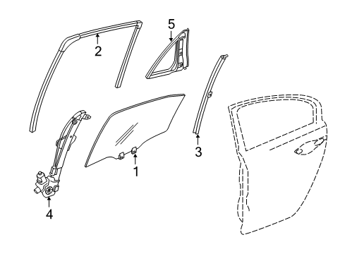 2013 Acura TSX Rear Door Sash, Right Rear Door Qt Diagram for 72731-TL4-003