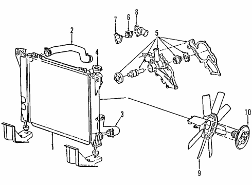 1998 Ford Explorer Cooling System, Radiator, Water Pump, Cooling Fan Fan Blade Diagram for F87Z-8600-EA