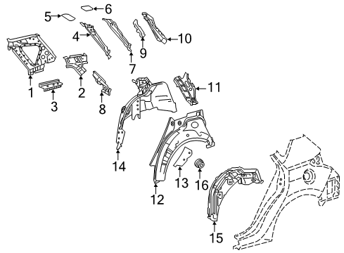 2018 Toyota Corolla iM Inner Structure - Quarter Panel Wheelhouse Liner Diagram for 65637-12040