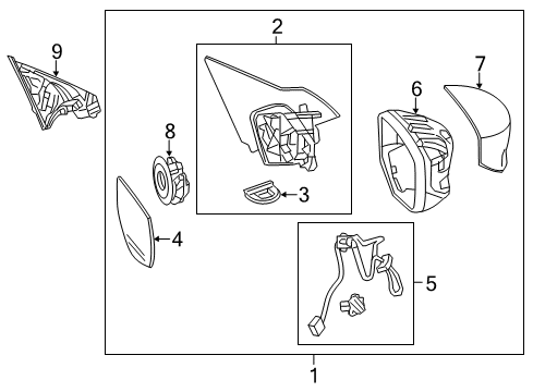 2017 Honda Accord Outside Mirrors Mirror Sub-Assembly, Driver Side (Flat) Diagram for 76253-T2F-A31