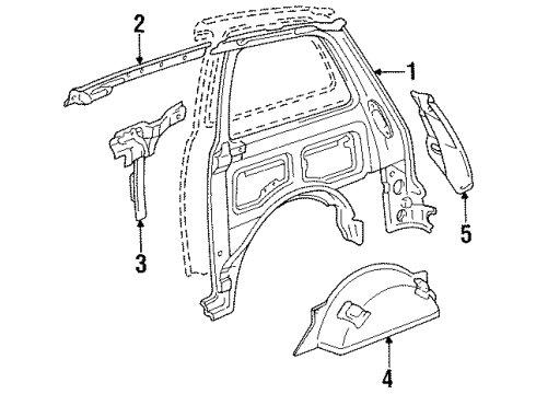 1995 Toyota Previa Inner Structure - Side Panel Extension Diagram for 61681-95D00