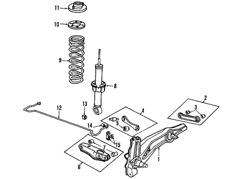 1990 Honda Civic Rear Suspension Components, Lower Control Arm, Upper Control Arm, Stabilizer Bar Spring, Rear Stabilizer Diagram for 52300-SH3-003
