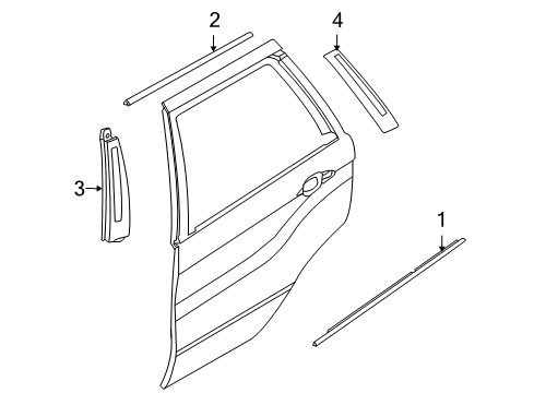 2009 BMW X6 Exterior Trim - Rear Door Channel Cover, Outer, Door, Rear Right Diagram for 51357187218