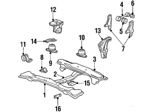 1987 Acura Legend Engine & Trans Mounting Bracket, Front Engine Mounting (Mt) Diagram for 50825-SK2-020