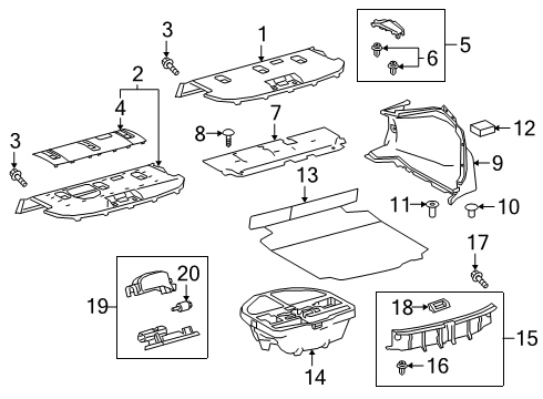 2020 Toyota Corolla Bulbs Pad Diagram for 64334-12420