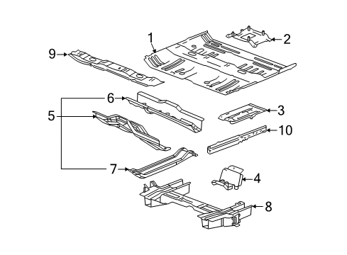 2009 Pontiac Torrent Pillars, Rocker & Floor - Floor & Rails Side Reinforcement Diagram for 22723012