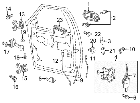 2014 Lincoln Navigator Front Door Check Arm Nut Diagram for -W704723-S424