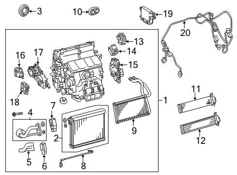 2015 Lexus IS350 Air Conditioner EVAPORATOR Sub-Assembly Diagram for 88501-3A161