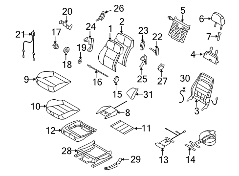 2008 Saturn Astra Passenger Seat Components Module Kit, Inflator Restraint Front Pass Presence (W/ Sensor) Diagram for 93191931