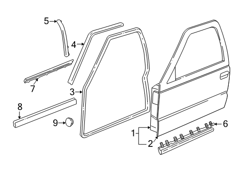 2000 Chevrolet S10 Front Door Surround Weatherstrip Diagram for 15100041