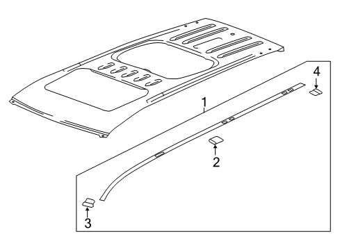 2020 Chevrolet Traverse Exterior Trim - Roof Roof Molding Retainer Diagram for 84301216