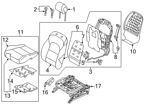 2021 Hyundai Tucson Driver Seat Components Ventilation Assembly-Front Seat Cushion Diagram for 88193-D3501