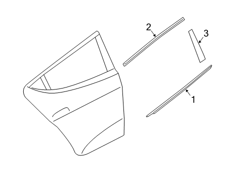 2019 Hyundai Veloster N Exterior Trim - Rear Door Weatherstrip Assembly-Rear Door Belt Outside RH Diagram for 83220-J3000