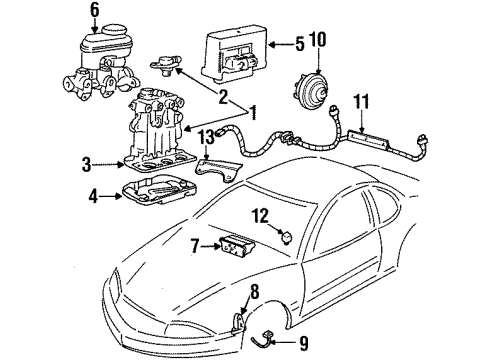 1995 Oldsmobile Achieva ABS Components Sensor Harness Diagram for 12140078