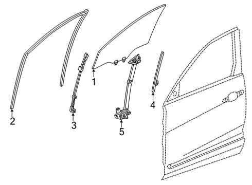 2021 Acura TLX Front Door Sash, Left Front (Lower) Diagram for 72271-TGV-A01