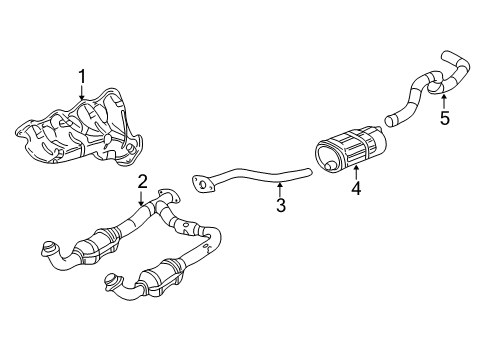 2004 Chevrolet Avalanche 1500 Exhaust Components, Exhaust Manifold Exhaust Muffler Assembly (W/ Exhaust Pipe & Tail Pipe) Diagram for 15232530